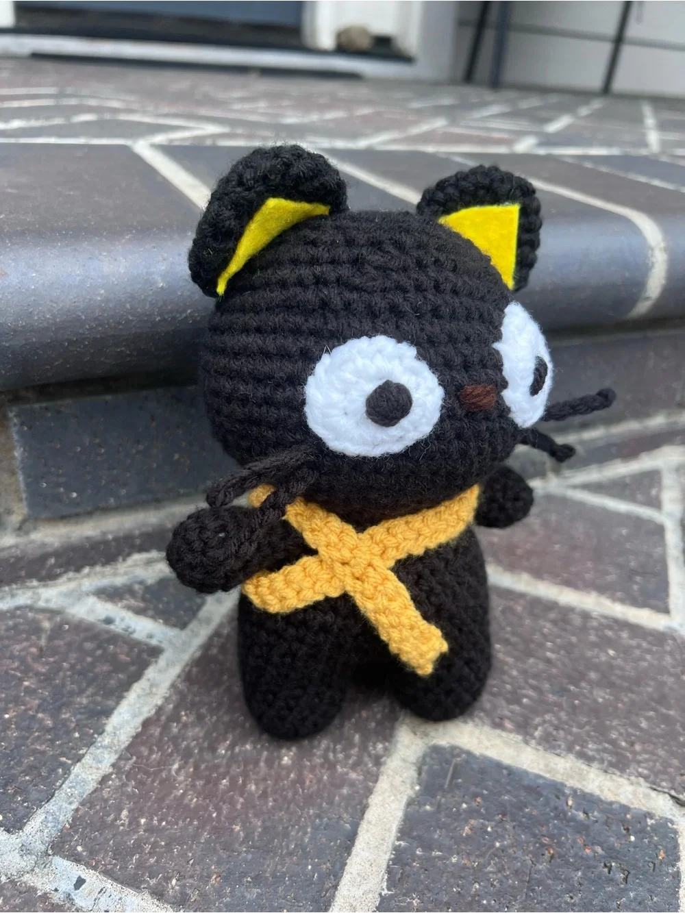Hand Crocheted Felix the Stylish Black Cat Stuffed Animal Plushie!